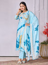 Designer Handwork Printed Kurti Set with Printed Dupatta