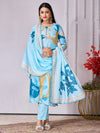 Designer Handwork Printed Kurti Set with Printed Dupatta