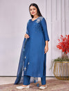 Designer Handwork Kurti Set with Printed Dupatta