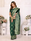 Designer Banarasi Silk Jacquard Work Green Color Saree with Unstitch Blouse Piece