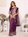 Designer Banarasi Silk Jacquard Work Purple Color Saree with Unstitch Blouse Piece