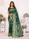 Designer Banarasi Silk Jacquard Work Green Color Saree with Unstitch Blouse Piece