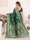 Designer Banarasi Silk Jacquard Work Green Color Saree with Unstitch Blouse Piece