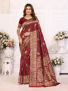 Designer Banarasi Silk Jacquard Work Maroon Color Saree with Unstitch Blouse Piece