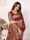 Designer Banarasi Silk Jacquard Work Maroon Color Saree with Unstitch Blouse Piece
