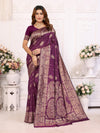 Designer Banarasi Silk Jacquard Work Purple Color Saree with Unstitch Blouse Piece