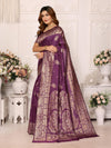 Designer Banarasi Silk Jacquard Work Purple Color Saree with Unstitch Blouse Piece