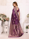 Designer Banarasi Silk Jacquard Work Purple Color Saree with Unstitch Blouse Piece