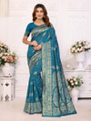 Designer Banarasi Silk Jacquard Work Rama Color Saree with Unstitch Blouse Piece