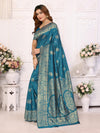 Designer Banarasi Silk Jacquard Work Rama Color Saree with Unstitch Blouse Piece