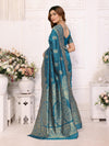 Designer Banarasi Silk Jacquard Work Rama Color Saree with Unstitch Blouse Piece