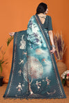 Warli Digital Print Geometric Tussar Silk Saree (Light & Dark Rama)