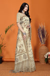 Warli Digital Print Geometric Tussar Silk Saree (Light & Dark Beige)