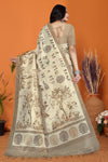 Warli Digital Print Geometric Tussar Silk Saree (Light & Dark Beige)