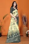Warli Digital Print Geometric Tussar Silk Saree (Light & Dark Green)