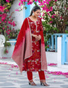 Designer Digital Print Kurti Set with Handwork And Lace Border Dupatta