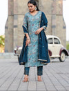 Designer Handowrk Printed Kurti Set with Handwork Dupatta
