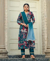 Designer Printed Handwork Kurti Set with Handwork Dupatta