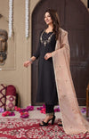 Designer Black Handwork Kurti Set with Handwork Organza Dupatta