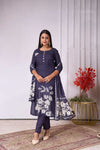 Designer Handwork Printed Kurti Set with Handwork Dupatta