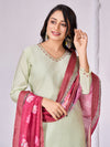 Designer Handwork Kurti Set with Printed Dupatta