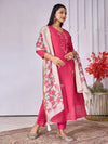 Designer Handwork Kurti Set with Digital Floral Print Dupatta
